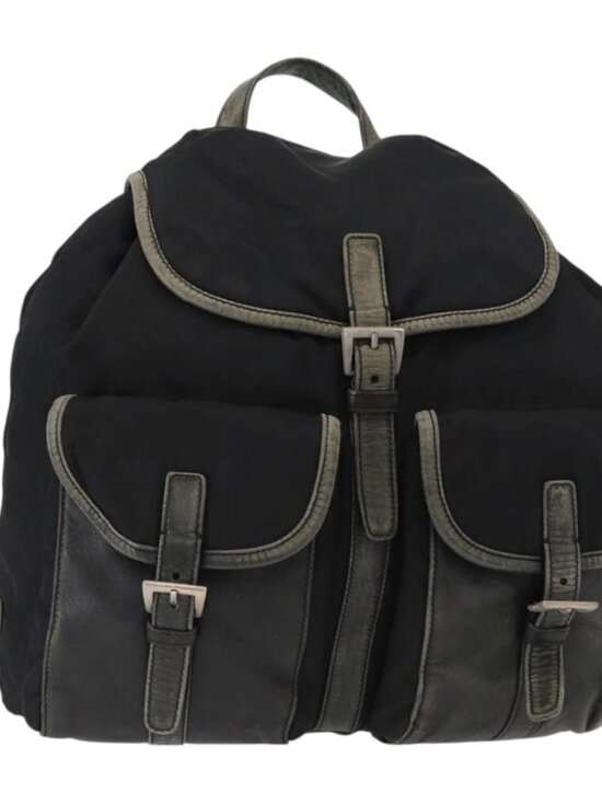 PRADA Backpack Nylon Leather Black Silver Auth 151999 main image 6